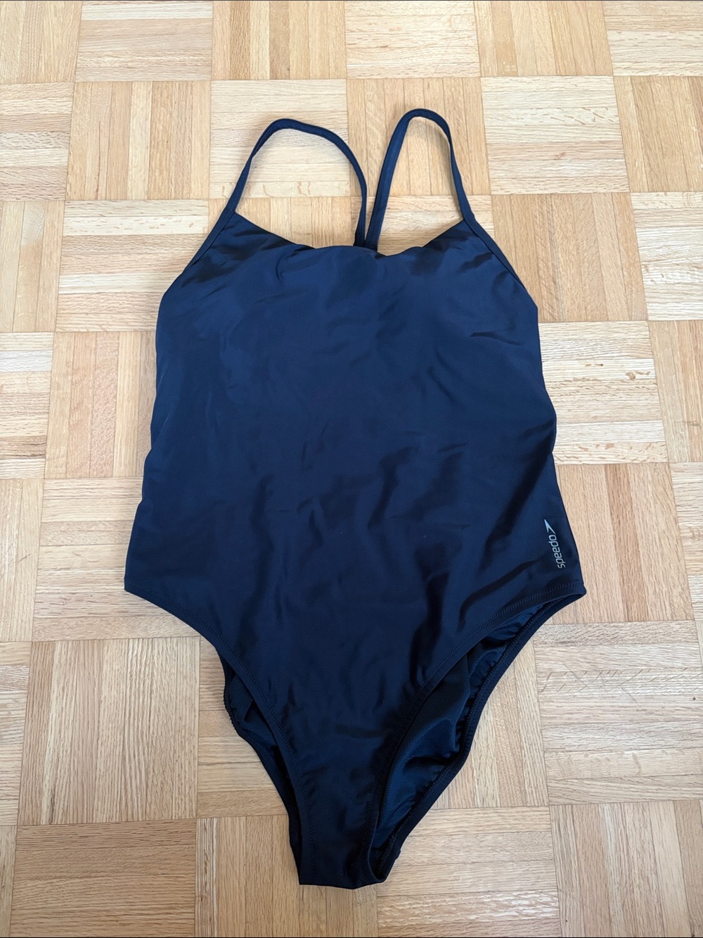Black Speedo One-Piece Swimsuit with Thin Racerback Straps